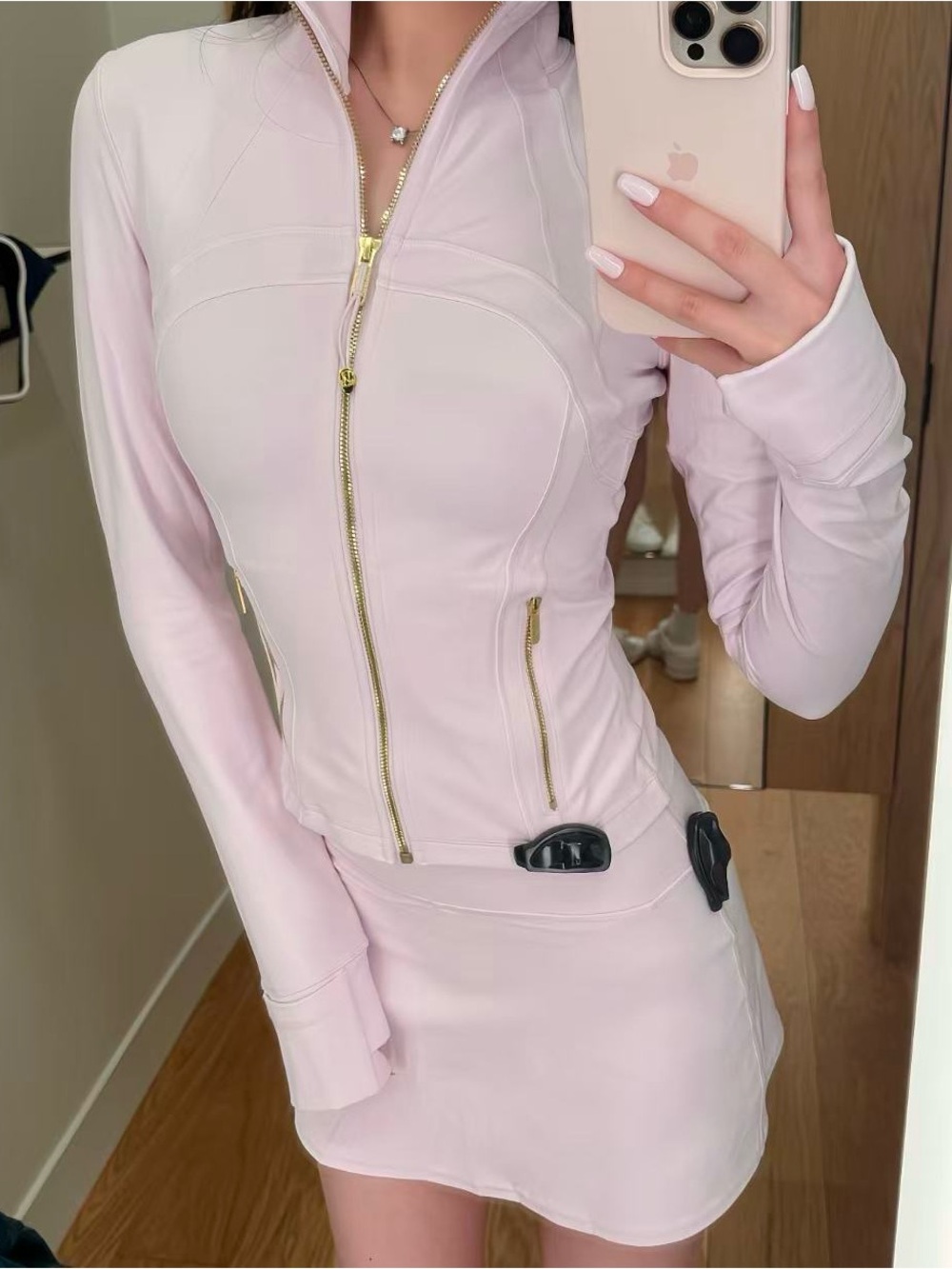 lululemon athletica Light Pink Zip-Up Long Sleeve Dress